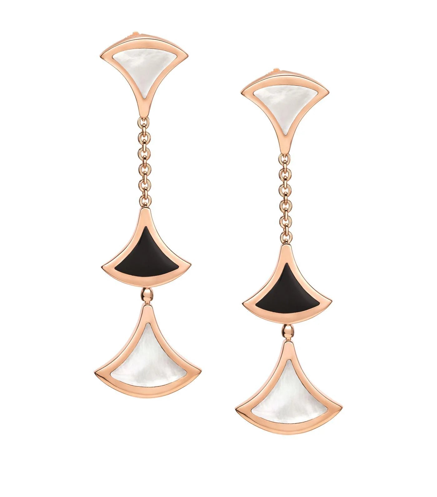 DREAM EARRINGS 3 MOTIFS ONYX MOP PINK GOLD