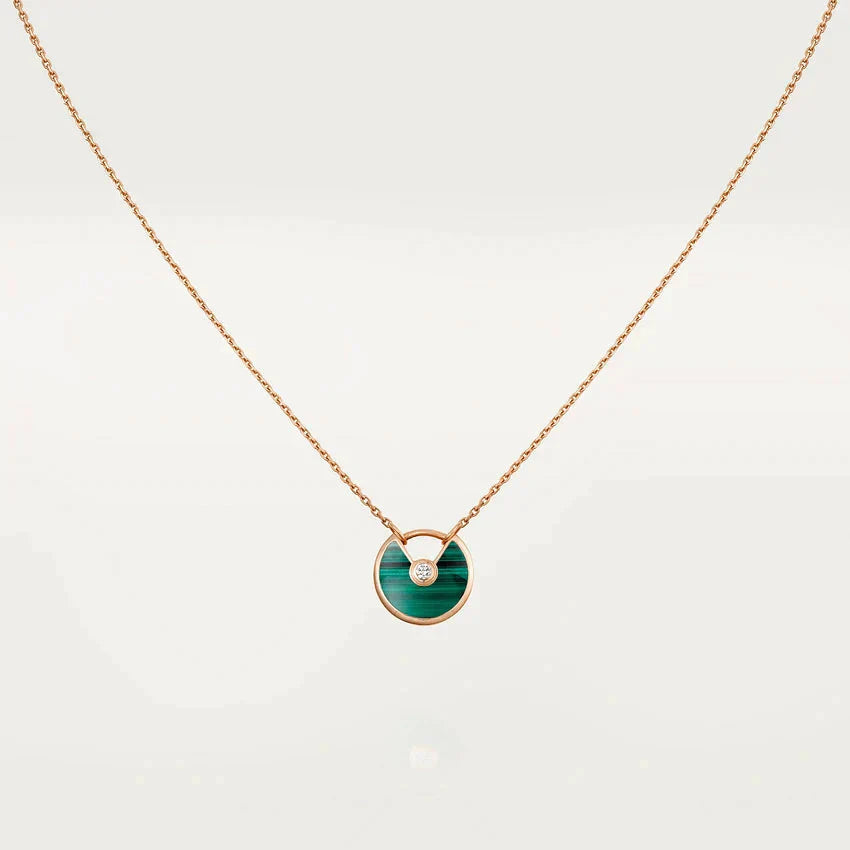 AMULETTE ROSE GOLD MALACHITE NECKLACE