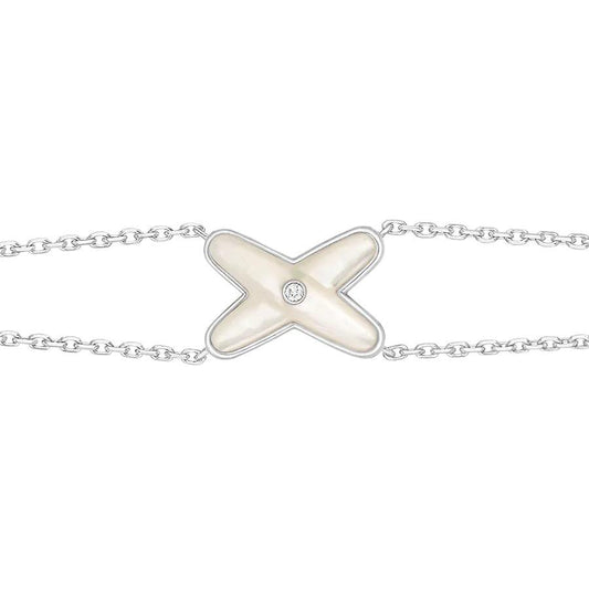 JEUX BRACELET WHITE MOP SILVER 1 DIAMOND