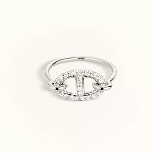 RONDE SMALL SILVER DIAMOND RING