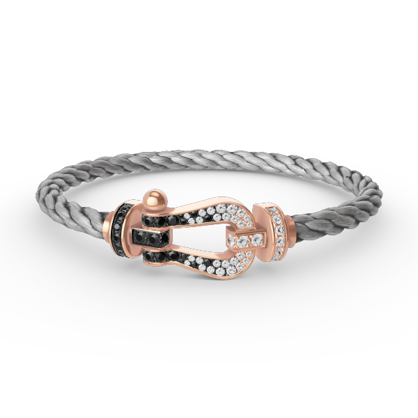 FORCE LARGE HORSESHOE BLACK WHITE DIAMOND BRACELET ROSE GOLD