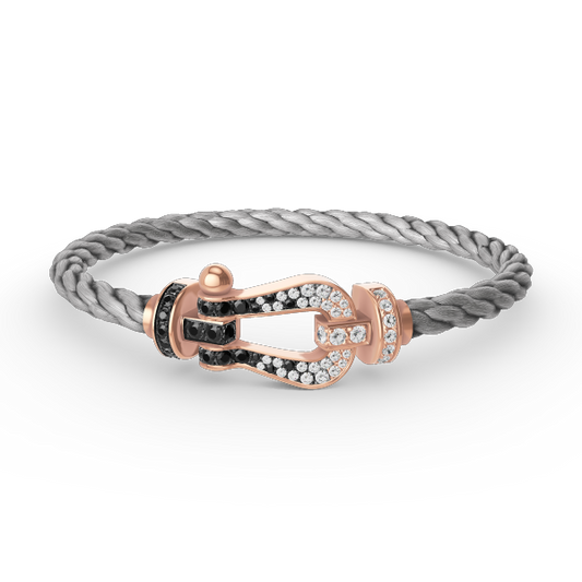 FORCE LARGE HORSESHOE BLACK WHITE DIAMOND BRACELET ROSE GOLD