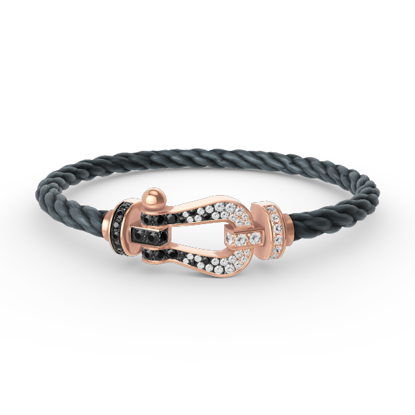 FORCE LARGE HORSESHOE BLACK WHITE DIAMOND BRACELET ROSE GOLD