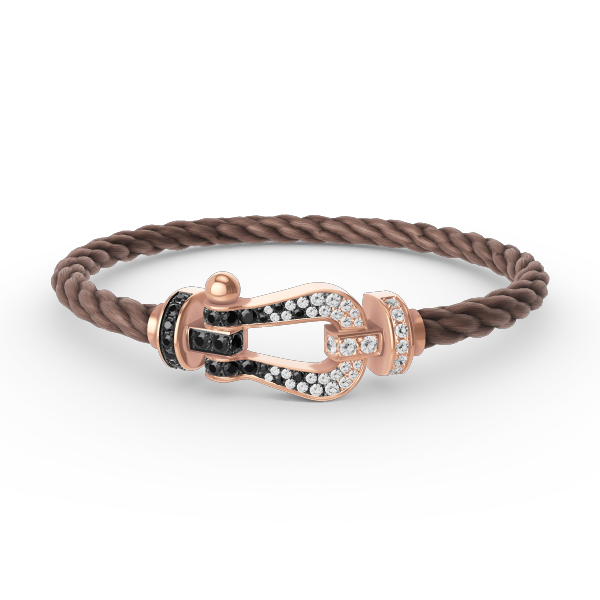 FORCE LARGE HORSESHOE BLACK WHITE DIAMOND BRACELET ROSE GOLD