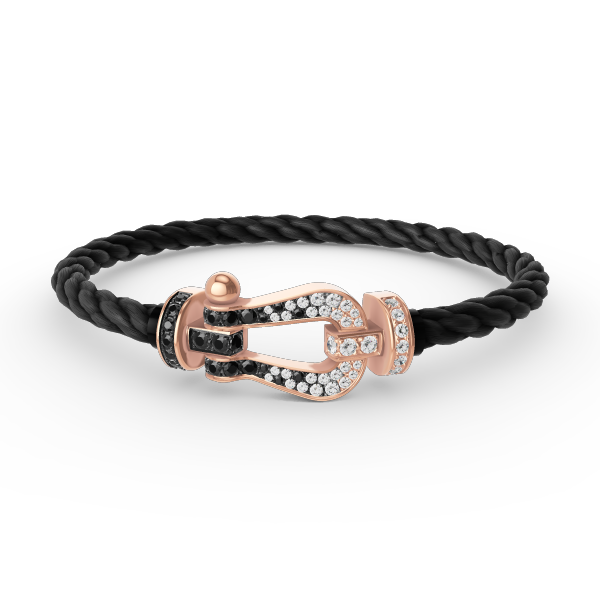 FORCE LARGE HORSESHOE BLACK WHITE DIAMOND BRACELET ROSE GOLD