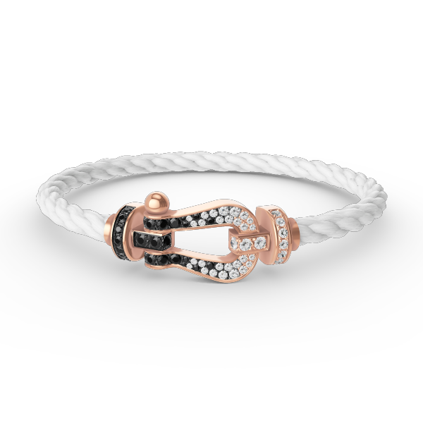 FORCE LARGE HORSESHOE BLACK WHITE DIAMOND BRACELET ROSE GOLD