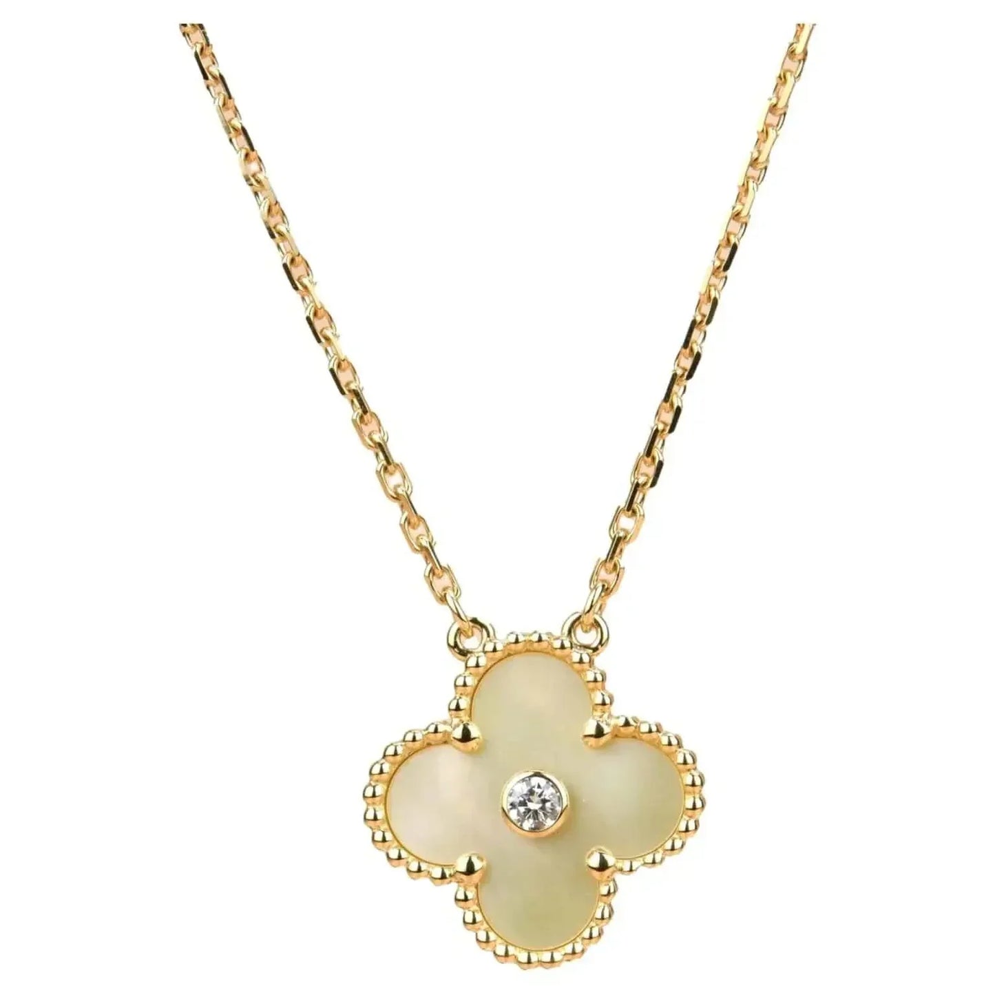 CLOVER 15MM DIAMOND GOLD MOTHER OF PEARL NECKLACE