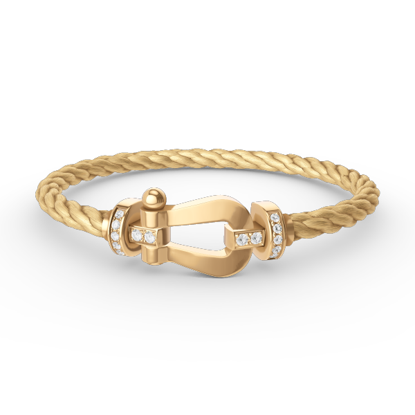 FORCE LARGE HORSESHOE HALF DIAMOND BRACELET GOLD