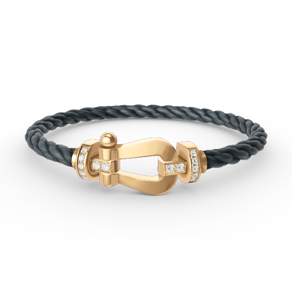 FORCE LARGE HORSESHOE HALF DIAMOND BRACELET GOLD