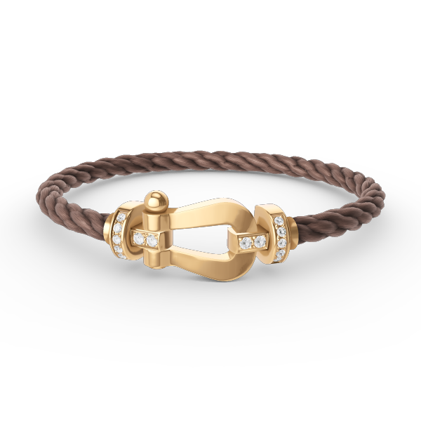 FORCE LARGE HORSESHOE HALF DIAMOND BRACELET GOLD