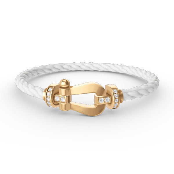 FORCE LARGE HORSESHOE HALF DIAMOND BRACELET GOLD