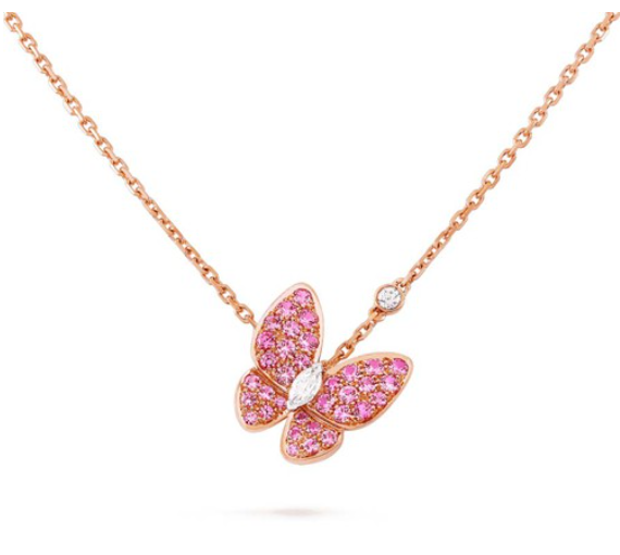 BUTTERFLY RED DIAMOND ROSE GOLD NECKLACE