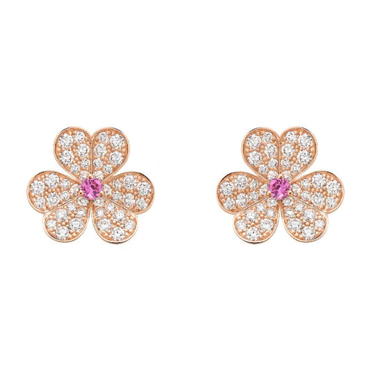 FRIVOLE PINK GOLD FLOWER DIAMOND EARRINGS