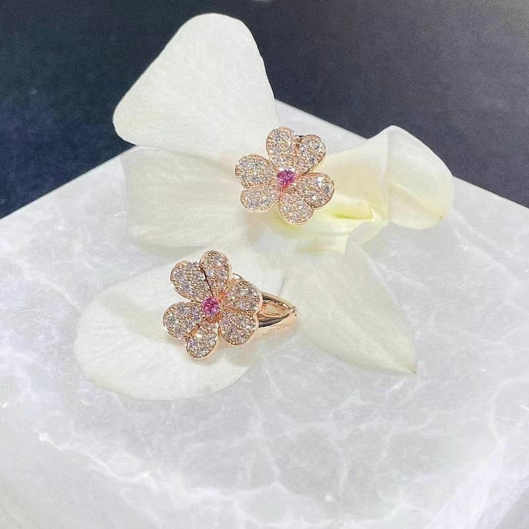 FRIVOLE PINK GOLD FLOWER DIAMOND EARRINGS