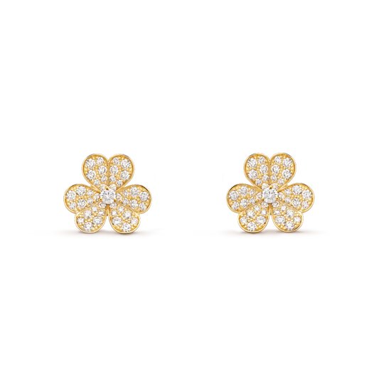 FRIVOLE GOLD FLOWER DIAMOND EARRINGS