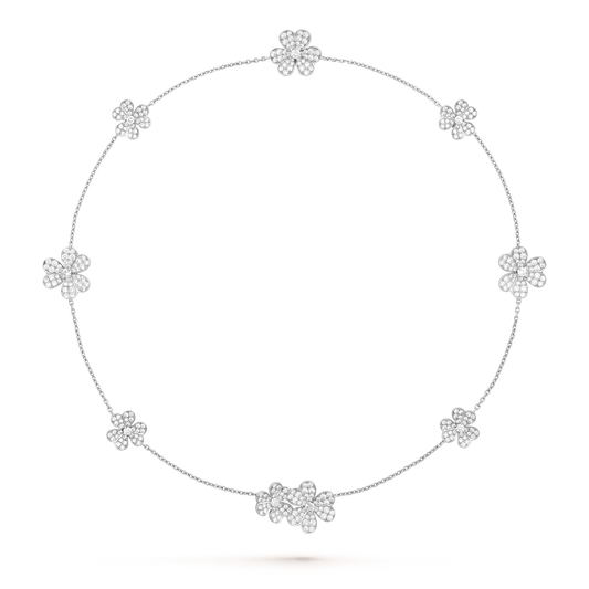 FRIVOLE SILVER 9 FLOWERS NECKLACE