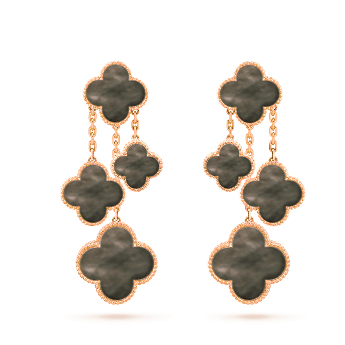 CLOVER EARRINGS DARK MOP 4 MOTIFS ROSE GOLD