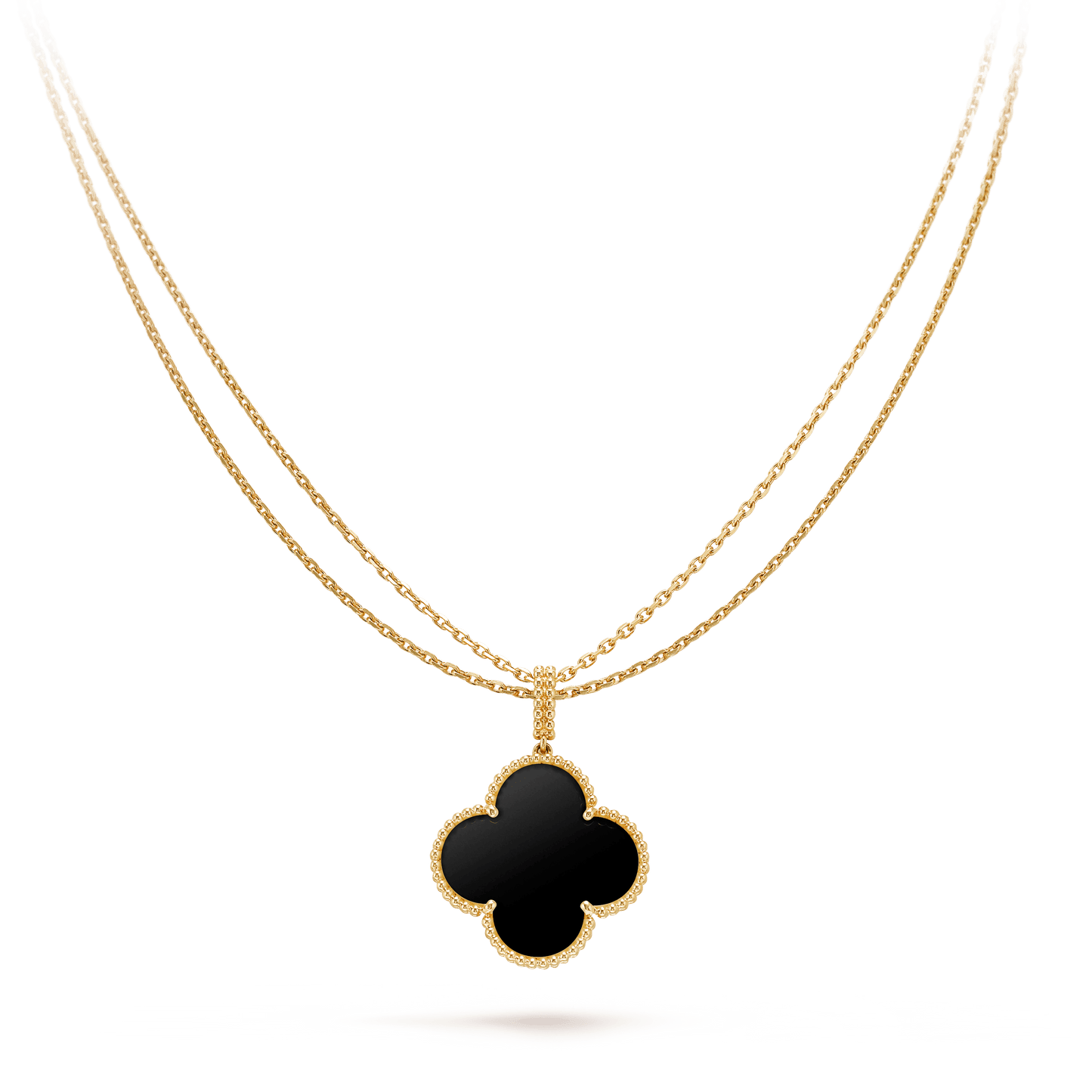 CLOVER 25MM GOLD ONYX BIG CLOVER NECKLACE