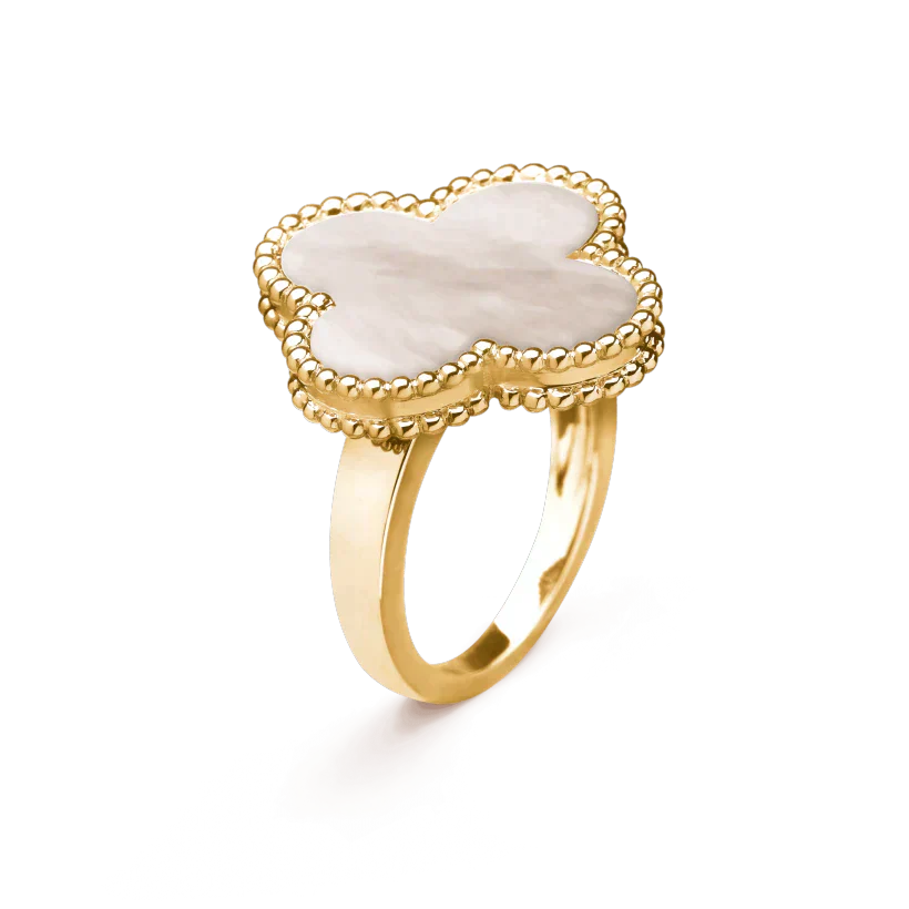 CLOVER WHITE MOP RING