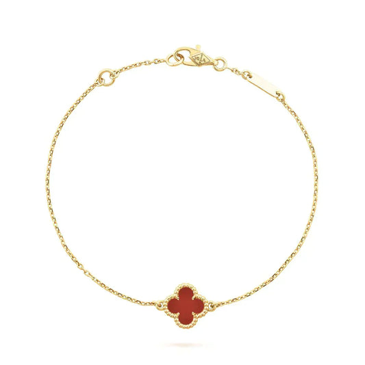 CLOVER  CARNELIAN SINGLE FLOWER BRACELET