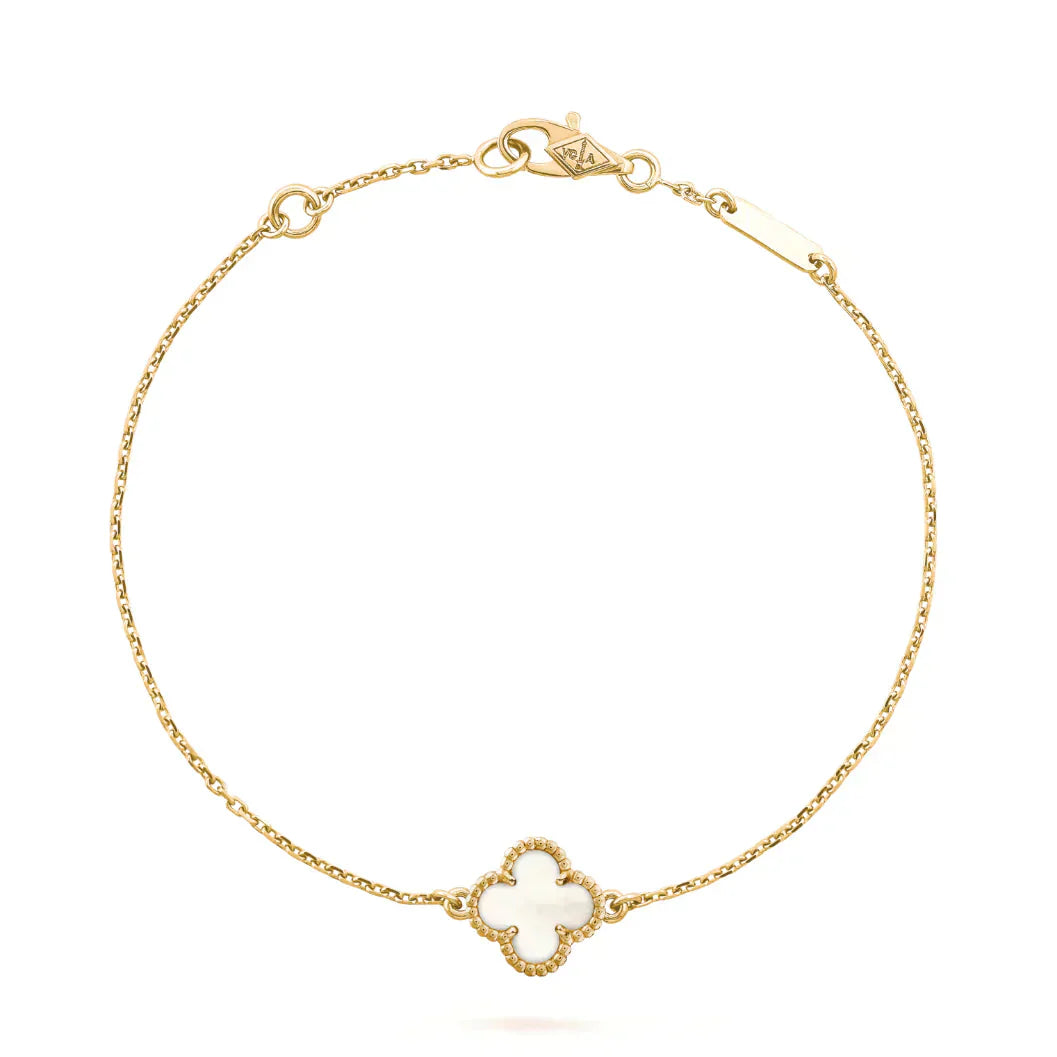 CLOVER WHITE MOP SINGLE FLOWER BRACELET