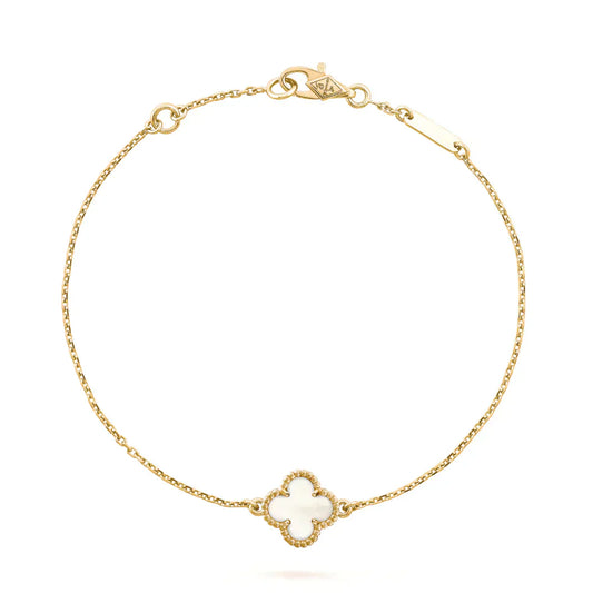 CLOVER WHITE MOP SINGLE FLOWER BRACELET