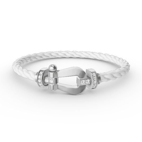 FORCE LARGE HORSESHOE HALF DIAMOND BRACELET SILVER