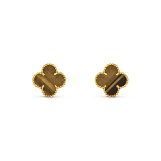 CLOVER MEDIUM 1 MOTIFS TIGER EYE EARRINGS